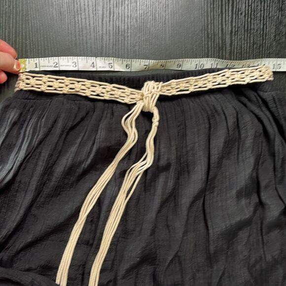 New Directions layered asymmetrical hem midi skirt with boho rope belt - Picture 5 of 7